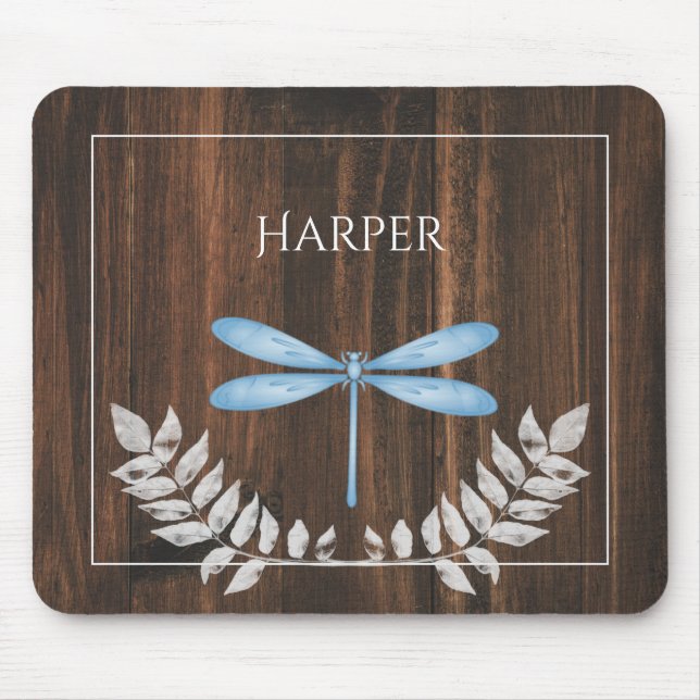 Rustikales Blue Dragonfly Personalisiert Mouse Pad Mousepad (Vorne)