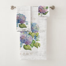 Rustikales Blue Hydrangea Blooms Wood Names Monogr