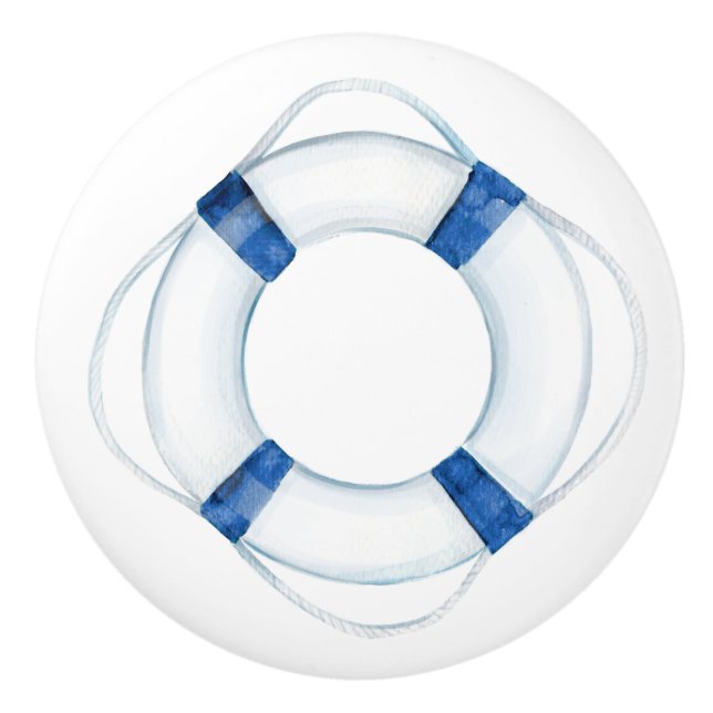 Rustikales Blue Life Ring Buoy Keramikknauf (Vorderseite)