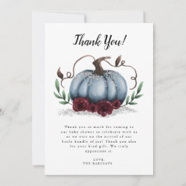Rustikales Blue Little Pumpkin Baby Dusche Dankeskarte
