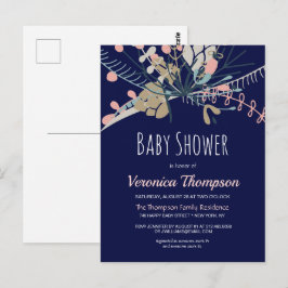 Rustikales Blue & Pastel Botanical Baby Dusche ein Postkarte