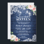 Rustikales Blue String Lights Blumensaft 16 Geburt Einladung<br><div class="desc">Rustikale blaue String Lights Blumensaft 16 Geburtstagsparty Einladung. (1) Für weitere Anpassungen klicken Sie bitte auf den Link "Weiter anpassen" und verwenden Sie unser Designwerkzeug, um diese Vorlage zu ändern. (2) Wenn Sie dickere Papiere / Matte Finish bevorzugen, können Sie den Matte Paper Type auswählen. (3) Wenn Sie Hilfe oder...</div>