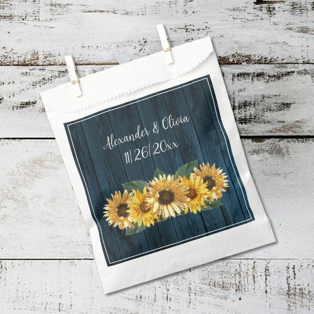 Rustikales Blue Sunflower Gastgeschenk Hochzeit Ba Geschenktütchen (Blue Rustic Sunflower Wedding Favor Bags)
