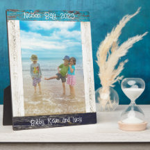 Rustikales Blue White Beach Foto Textrahmen