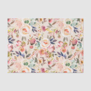 Rustikales Blumen Vintagen Elfenbeinrosabraun Seidenpapier
