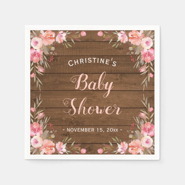 Rustikales Blumenbaby-Dusche Girl Country Chic Pap Serviette (Vorderseite)