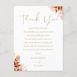 Rustikales Blumendanken Sie Gold Wedding Platzkart Postkarte