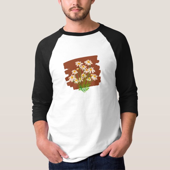 Rustikales Blumendesign auf braunem Hintergrund T-Shirt (Vorderseite)