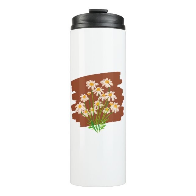 Rustikales Blumendesign auf braunem Hintergrund Thermosbecher (Vorderseite)