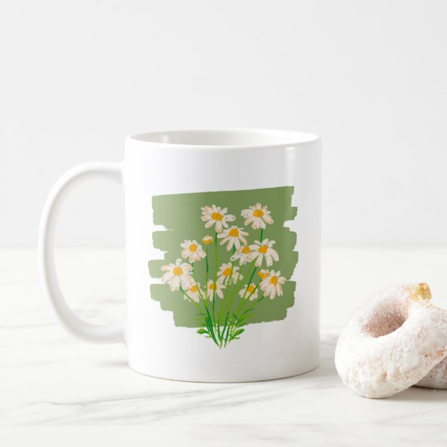 Rustikales Blumendesign auf grünem Hintergrund Kaffeetasse (Mit Donut)
