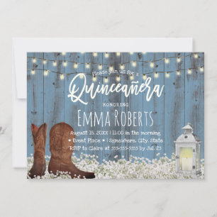 Rustikales Blumendusty Blue Quinceanera Geburtstag Einladung