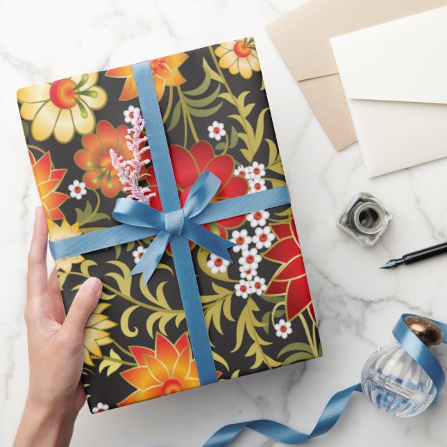 Rustikales, blumengeschmücktes Papier Geschenkpapier (Schenken)