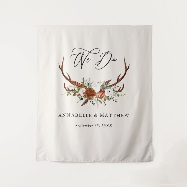 rustikales, blumengeschmücktes Party Wandteppich (Vorderseite)