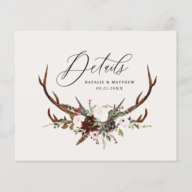 Rustikales Blumengestein Einzelheiten zur Hochzeit Flyer (Vorne)