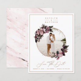 Rustikales Blumengold Gerahmtes Foto und Kalligraf Save The Date