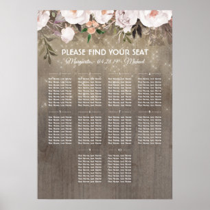 Rustikales Blumenholz-Hochzeitstabelle Poster