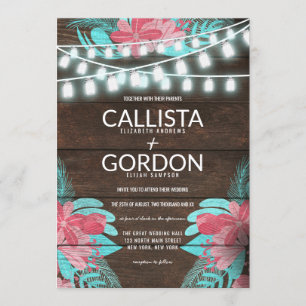 Rustikales Blumenholz Mason Jar Lights Hochzeit Einladung