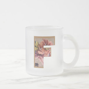 Rustikales Blumeninitial F Monogramm Mattglastasse