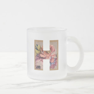 Rustikales Blumeninitial H Monogramm Mattglastasse