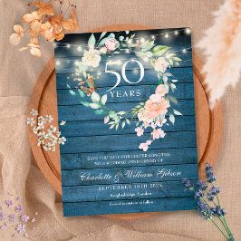 Rustikales Blumenjubiläum Save the Date 50 Jahre Ankündigungspostkarte