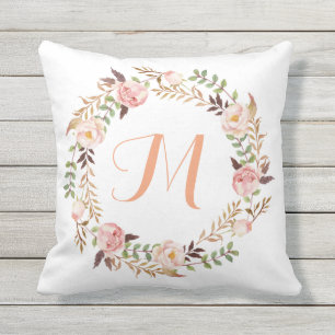 Rustikales Blumenkraut Monogramm Kissen