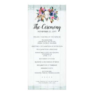 Rustikales Blumenkuh Skull Boho Chic Hochzeitsprog Werbekarte