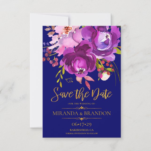 Rustikales Blumenland Hochzeitkarte Save the Date (Vorderseite)