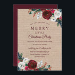 Rustikales Blumenroter Burgunder Weihnachtsfest Pa Einladung<br><div class="desc">Mehr elegante Weihnachtseinladungen im Kleinen Bayleigh Store!</div>