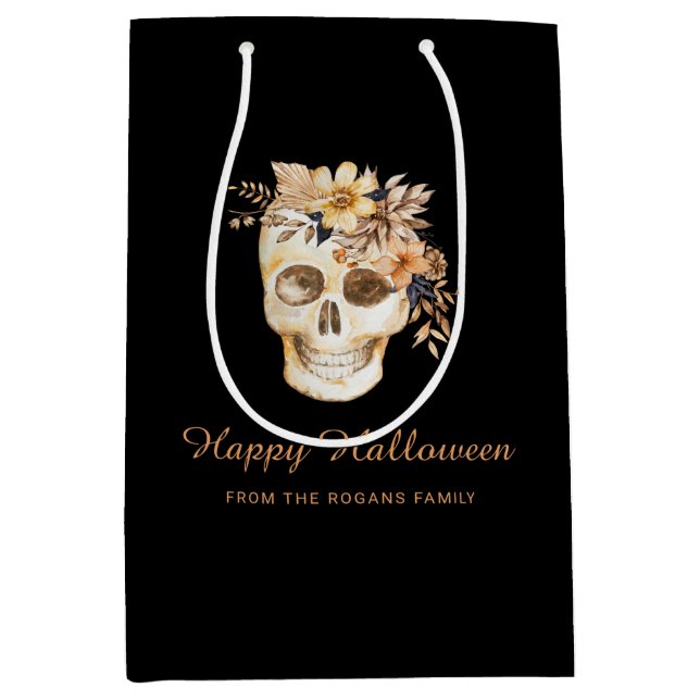 Rustikales Blumenschmuck Halloween Mittlere Geschenktüte (Vorderseite)
