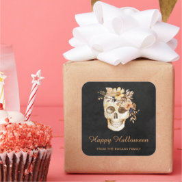 Rustikales Blumenschmuck Halloween Quadratischer Aufkleber