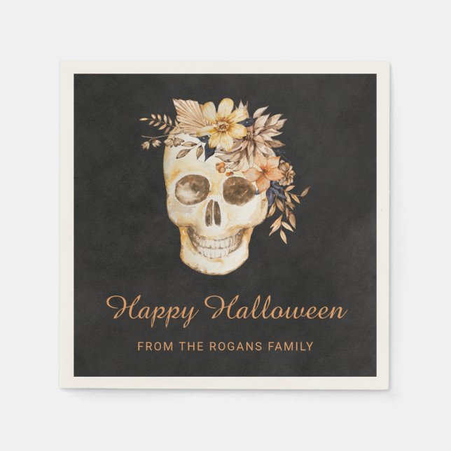 Rustikales Blumenschmuck Halloween Serviette (Vorderseite)