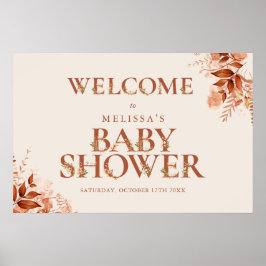 Rustikales Blumenschreiben Fall Babydusche Begrüßu Poster