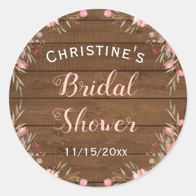 Rustikales Blumenwald Country Chic Bridal Gastfreu Runder Aufkleber (Vorderseite)