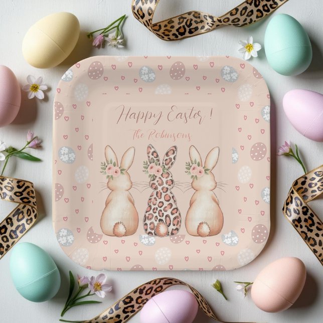 Rustikales Blush Bunny Party Pappteller (Rustic Blush Bunny Party custom Paper Plates)