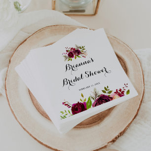 Rustikales Blush Burgund Brautparty Serviette