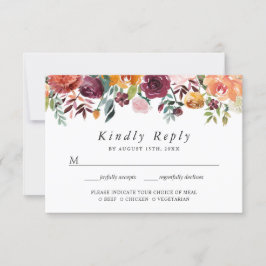 Rustikales Blütenburgund Blush Orange UAWG RSVP Karte