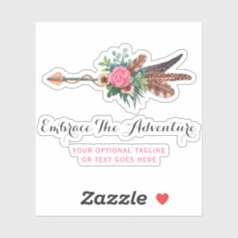 Rustikales Bohemisch Feather Arrow-Rose-Logo Aufkleber