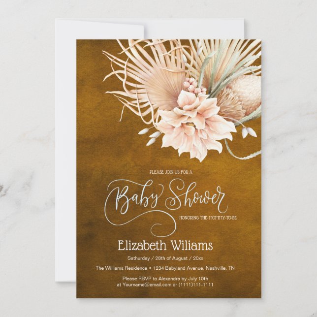 Rustikales Boho Aquarellpampass Grass Einladung (Vorderseite)