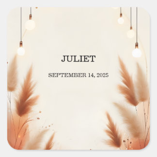 Rustikales Boho Autumn Ombre Brown Brautparty Quadratischer Aufkleber