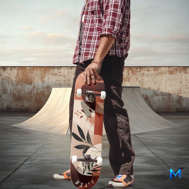 Rustikales Boho - Bio Minimalistisches botanisches Skateboard (Von Creator hochgeladen)