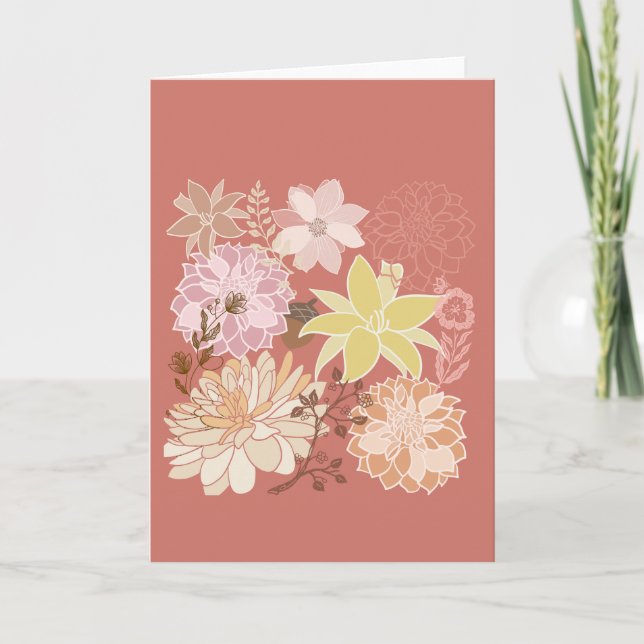 Rustikales Boho-Blumenmuster Karte (Vorderseite)