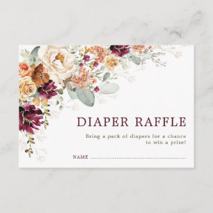 Rustikales Boho Burgundy Orange Floral Diaper Raff Begleitkarte