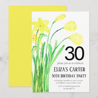 Rustikales Boho Daffodil 30. Floral Elegant Geburt Einladung