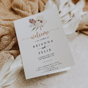 Rustikales Boho Elegant Floral Folded Wedding Prog Programm