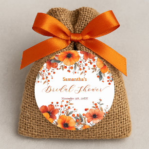 Rustikales Boho Fall Orange Blossoms Brautparty Runder Aufkleber