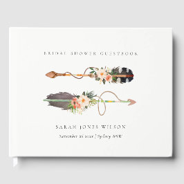 Rustikales Boho Feather Floral Arrow Brautparty Gästebuch
