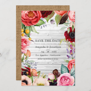 Rustikales Boho Floral Bohemisch Wedding Foto Save The Date