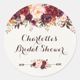 Rustikales Boho Floral Brautparty Gefälligkeitstic Runder Aufkleber