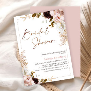 Rustikales Boho Floral mit Pampas Frame Brautparty Einladung