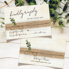 Rustikales Boho Floral Öko Wood Eukalyptus Wedding RSVP Karte